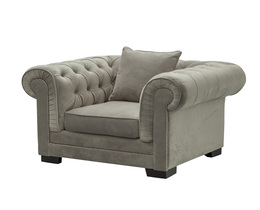 Fauteuil Chesterfield classique en velours gris clair 118 x 96 x 77 cm