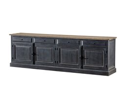 Commode 240x48x94 noir vieilli et naturel