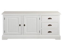 Commode Brighton 3 tiroirs + 2 portes blanche