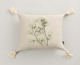 Housse de coussin Eucalyptus à pompons 45x45 cm
