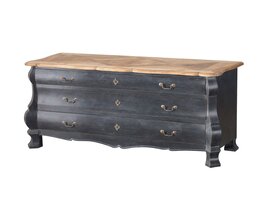 Commode Lawrence 160x50x85 noir vieilli et naturel