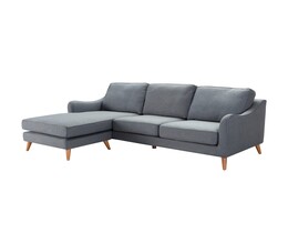 Canapé d'angle Venuste en denim bleu/marron