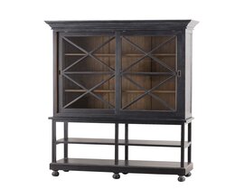 Buffet Rimir 160x50x220 noir vieilli et naturel