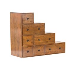 Bibliothèque Zen marron, 7 tiroirs 88x35x88cm