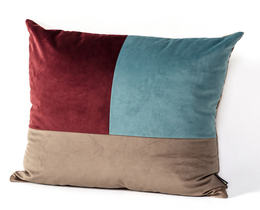 Poduszka Patchwork kwadratowa beige bleu chocolat