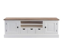 Meuble TV Brighton 150x40x65cm blanc et naturel