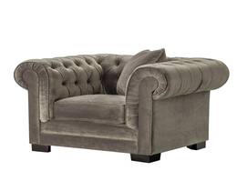Fauteuil Chesterfield classique en velours gris 118 x 96 x 77 cm