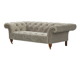 Canapé Chesterfield Glamour en velours gris clair 2 places
