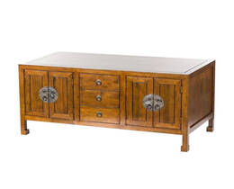 Commode Ibuku 3 tiroirs + 4 portes, marron 126 x 55 x 65 cm