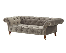Canapé Chesterfield Glamour en velours gris 2 places