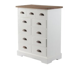 Commode Brighton 11 tiroirs blanc et naturel